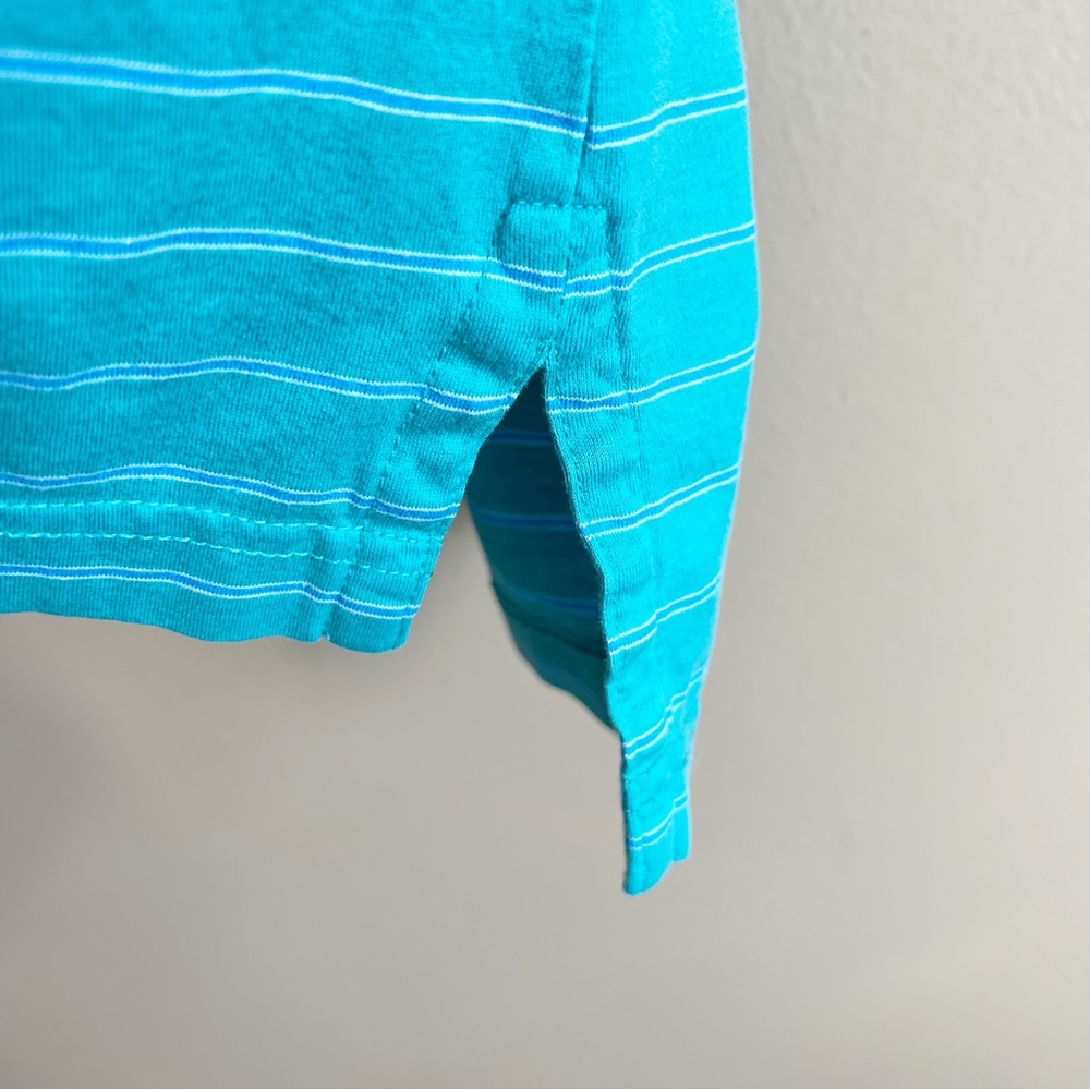 PETER MILLAR men’s turquoise polo golf shirt size large striped 100% cotton - Picture 4 of 6